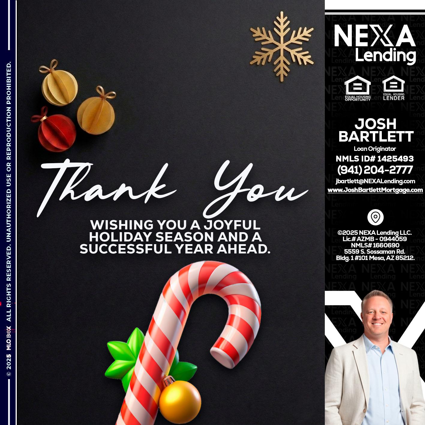 THANK YOU - Josh Bartlett -Branch Manager/Mortgage Advisor