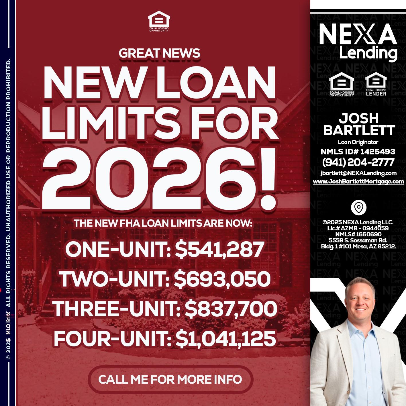 loan limits - Josh Bartlett -Branch Manager/Mortgage Advisor