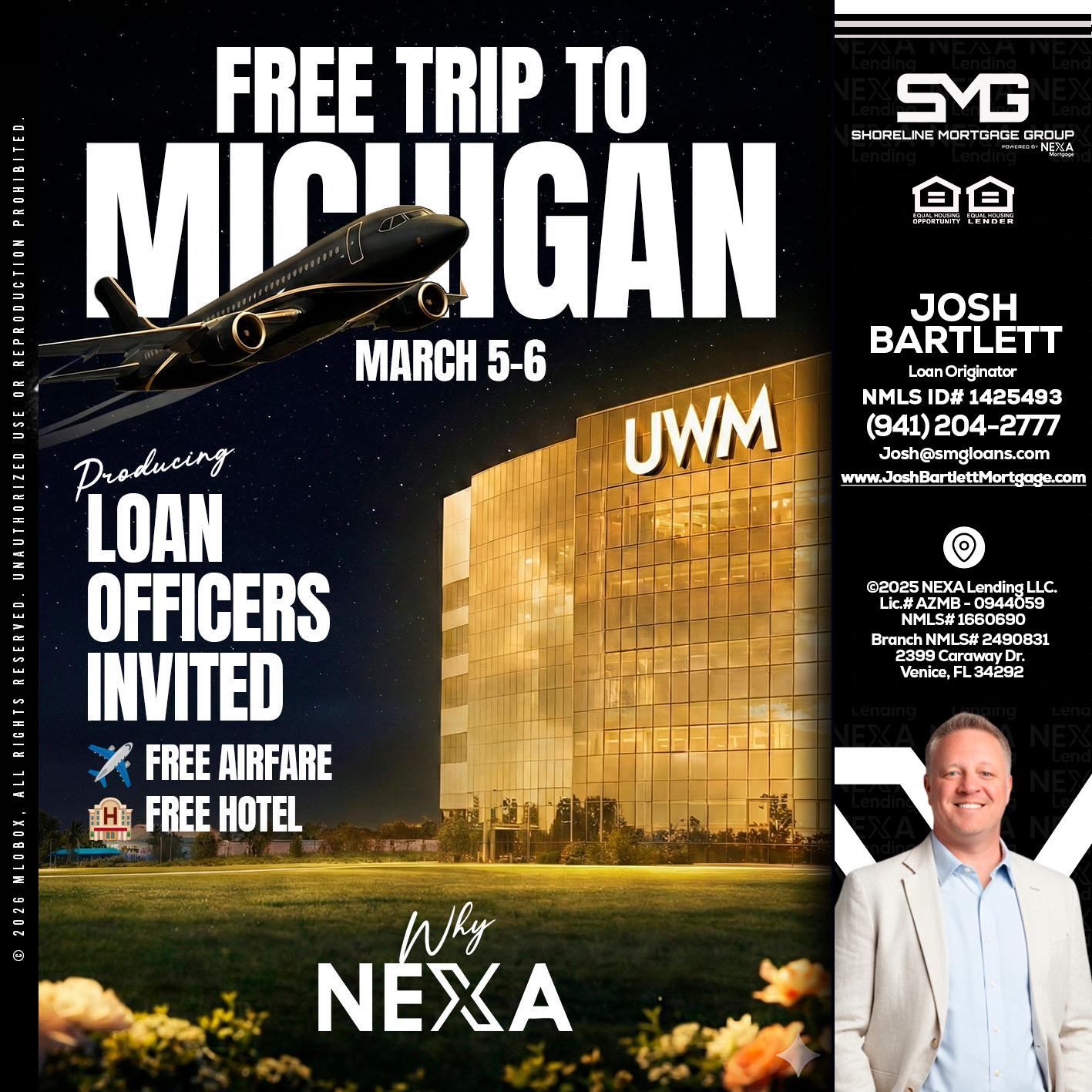 free Michigan trip - Josh Bartlett -Branch Manager/Mortgage Advisor