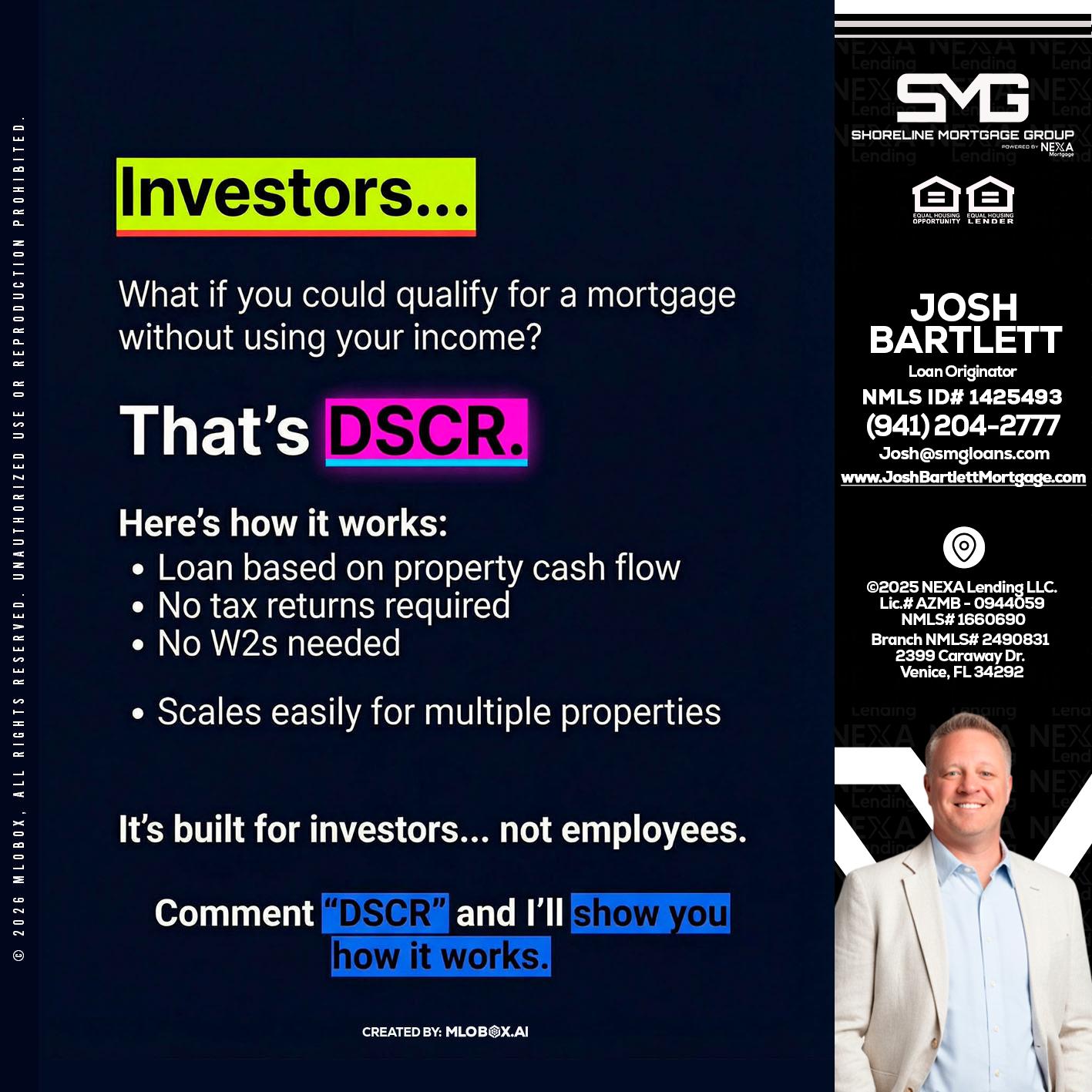 INVESTORS - Josh Bartlett -Branch Manager/Mortgage Advisor