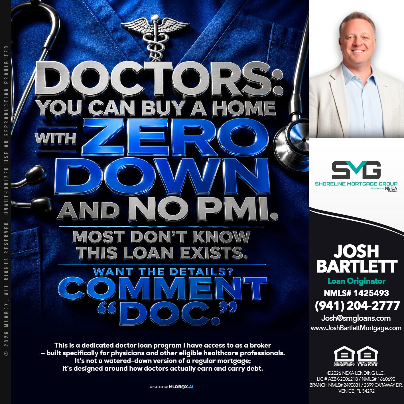 DOCTORS YOU CAN BUY - Josh Bartlett -Branch Manager/Mortgage Advisor