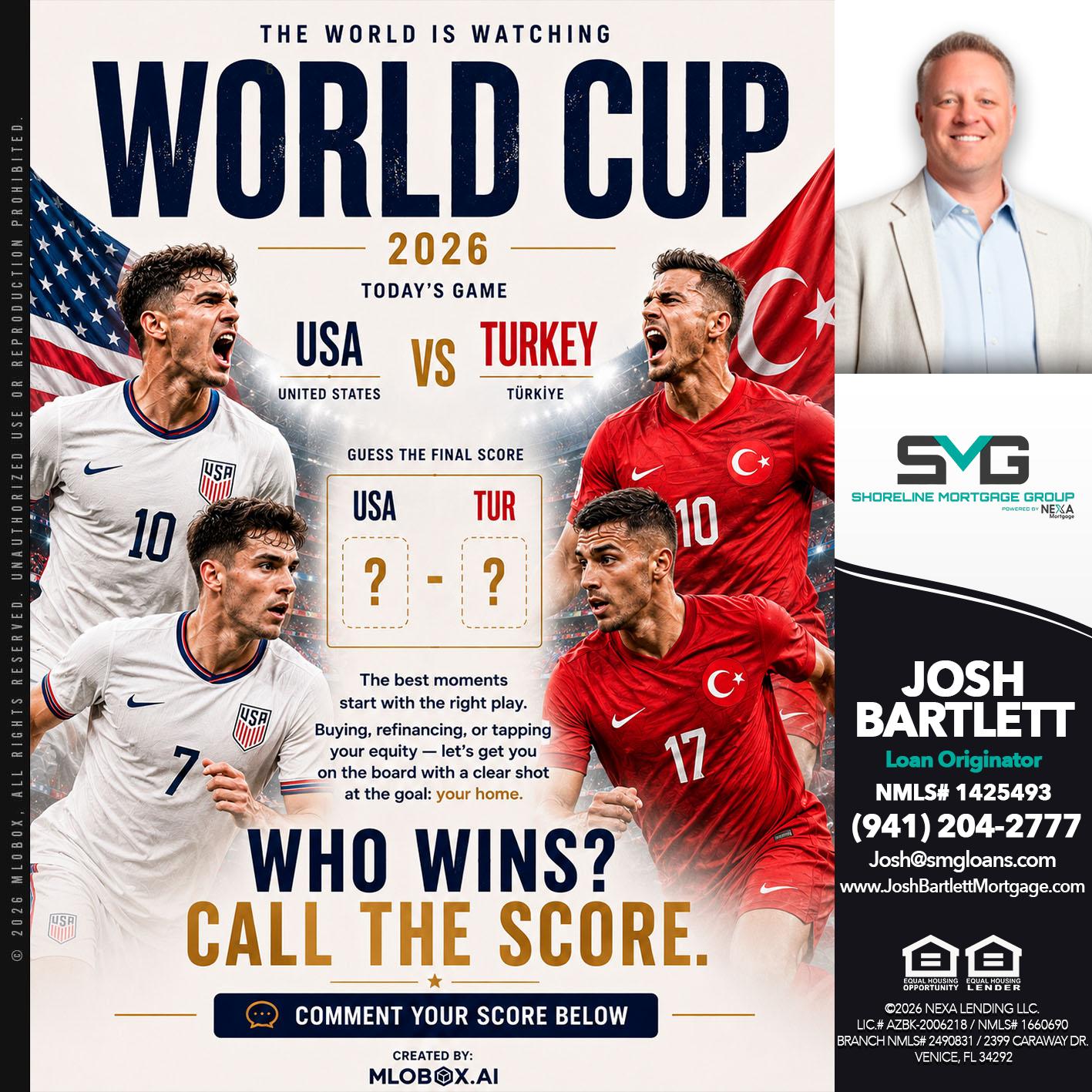 WORLD CUP 2026 - Josh Bartlett -Branch Manager/Mortgage Advisor