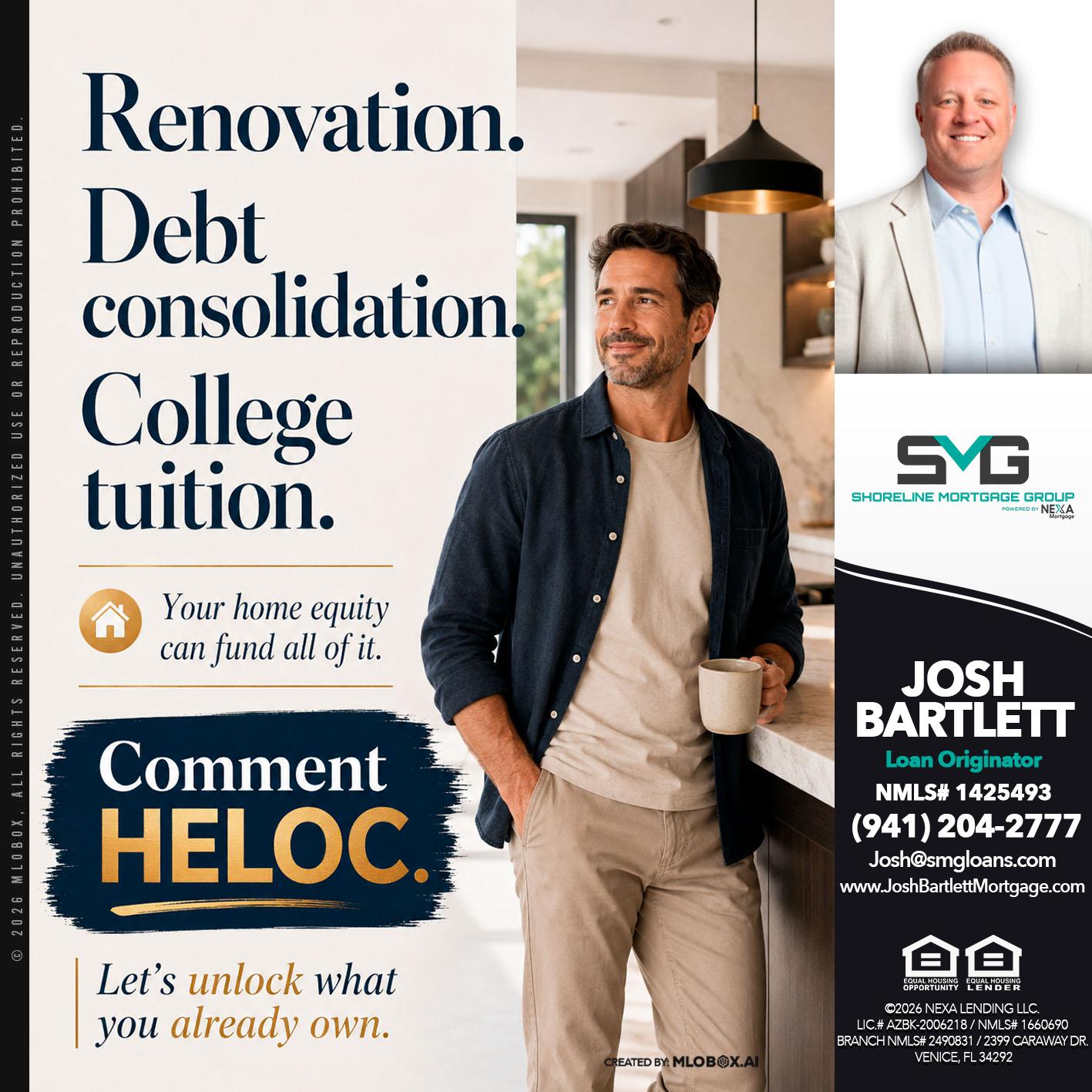 RENOVATION DEBT - Josh Bartlett -Branch Manager/Mortgage Advisor